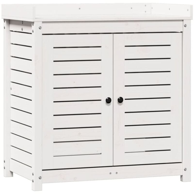 Vidaxl - Table de rempotage avec étagères blanc bois massif de pin