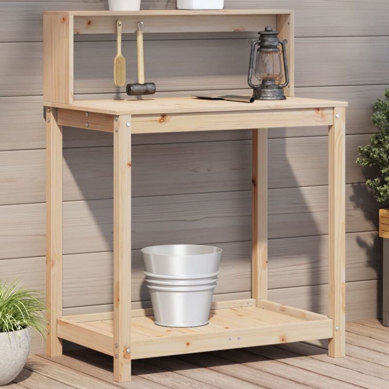 Table de rempotage et étagères 82,5x50x109,5 cm bois massif pin Vidaxl
