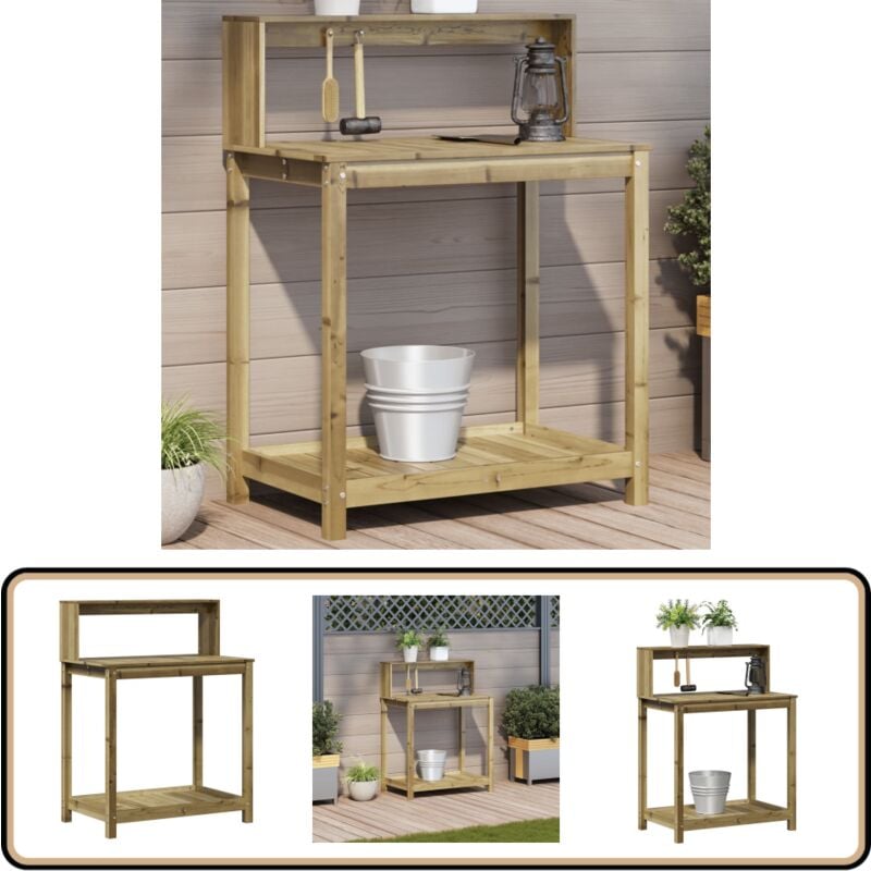 Vidaxl - Table de rempotage avec étagères bois de pin imprégné - Table De Rempotage - Meuble De Jardin - Support Plante - Étagère Extérieure - Banc