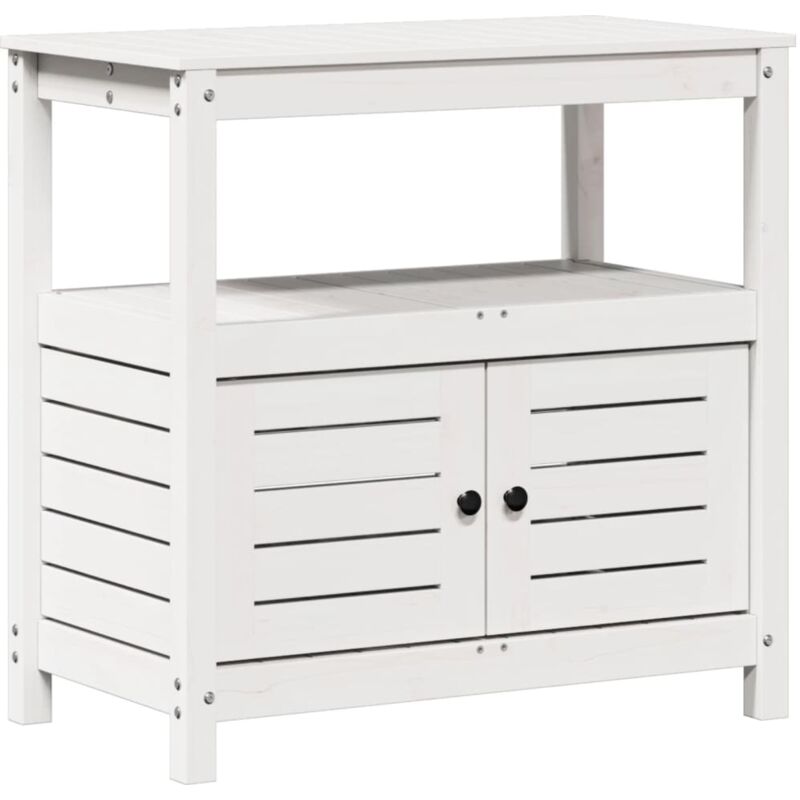 Vidaxl - Table de rempotage avec étagères blanc bois massif de pin