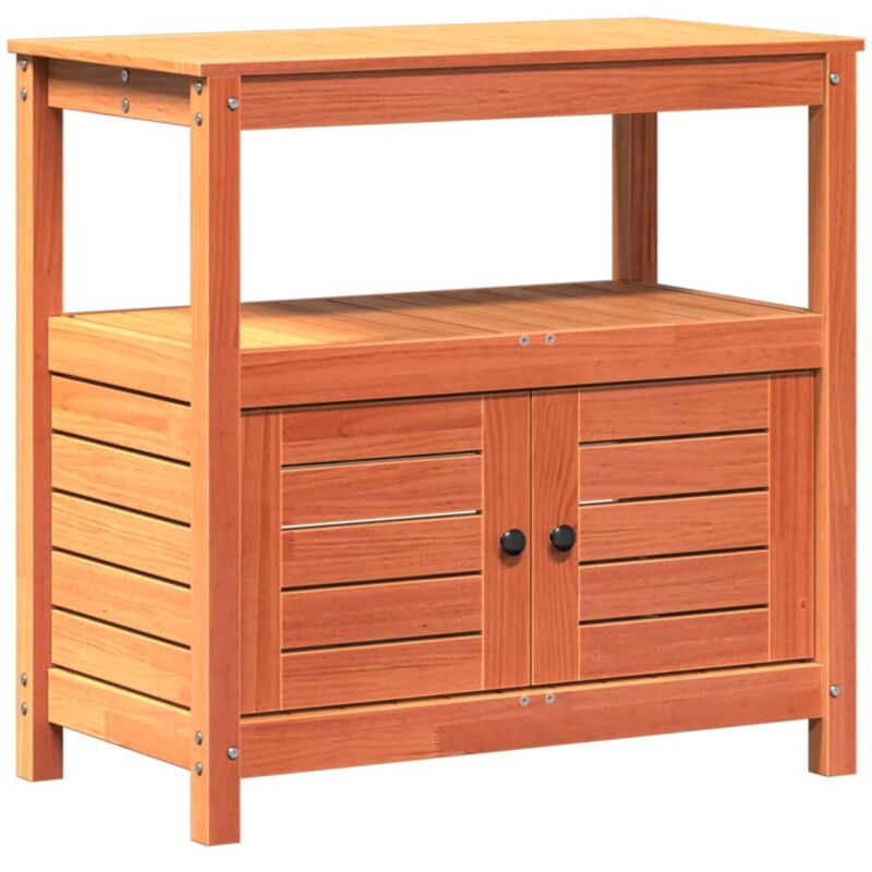 Vidaxl - Table de rempotage avec étagères marron bois massif de pin