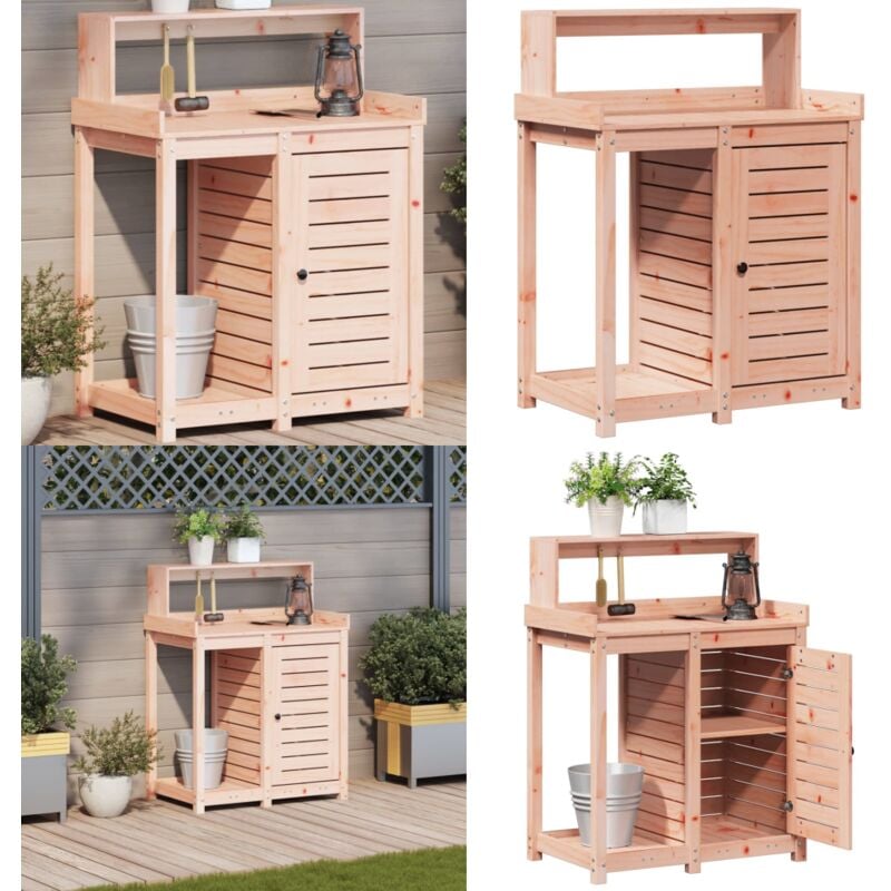 Table de rempotage avec étagères bois massif de douglas - Table De Plantation - Meuble De Jardin - Support Plante - Jardinerie - Bois Massif - Home &