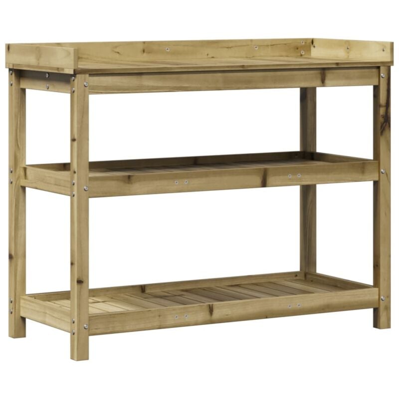 Vidaxl - Table de rempotage avec étagères 108x45x86,5 cm bois massif pin