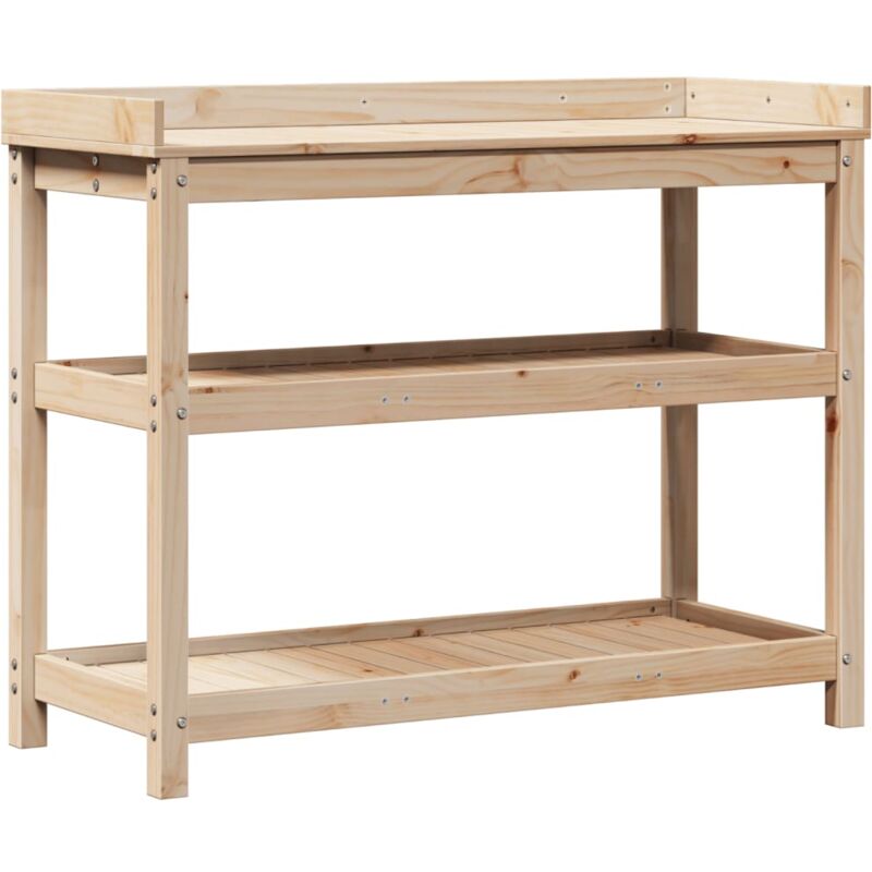 Vidaxl - Table de rempotage avec étagères 108x45x86,5 cm bois massif pin