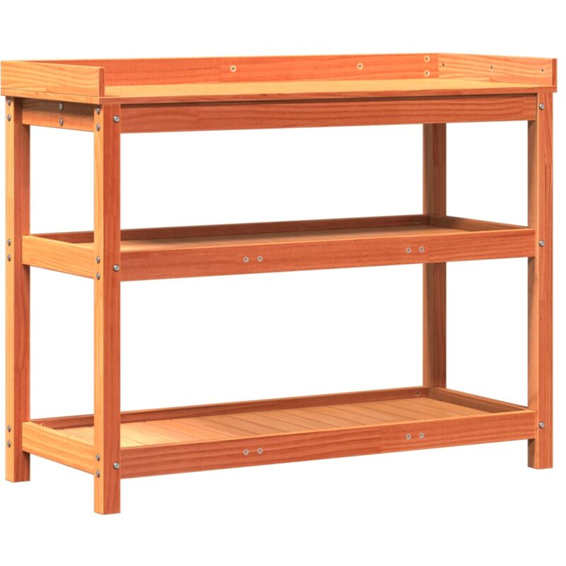 Vidaxl - Table de rempotage avec étagères marron bois massif de pin
