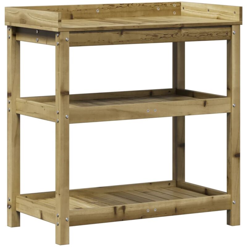 Table de rempotage et étagères 82,5x45x86,5cm bois pin imprégné