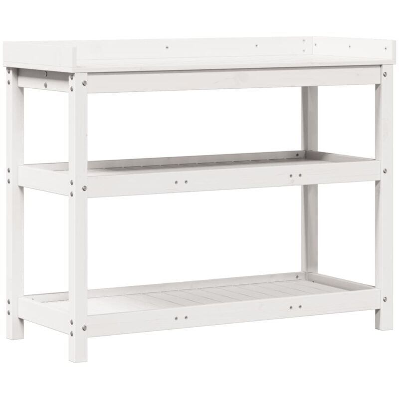 Vidaxl - Table de rempotage avec étagères blanc bois massif de pin