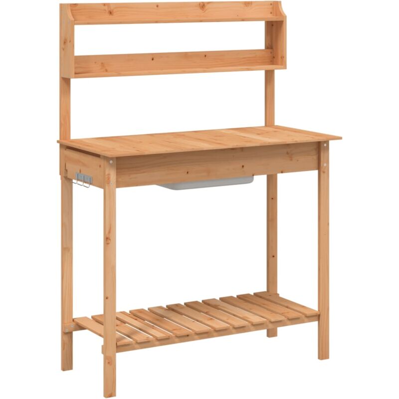 Vidaxl - Table de rempotage avec évier marron bois massif de sapin
