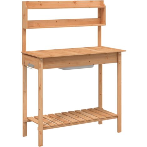 Table de rempotage avec évier marron bois massif de sapin vidaXL