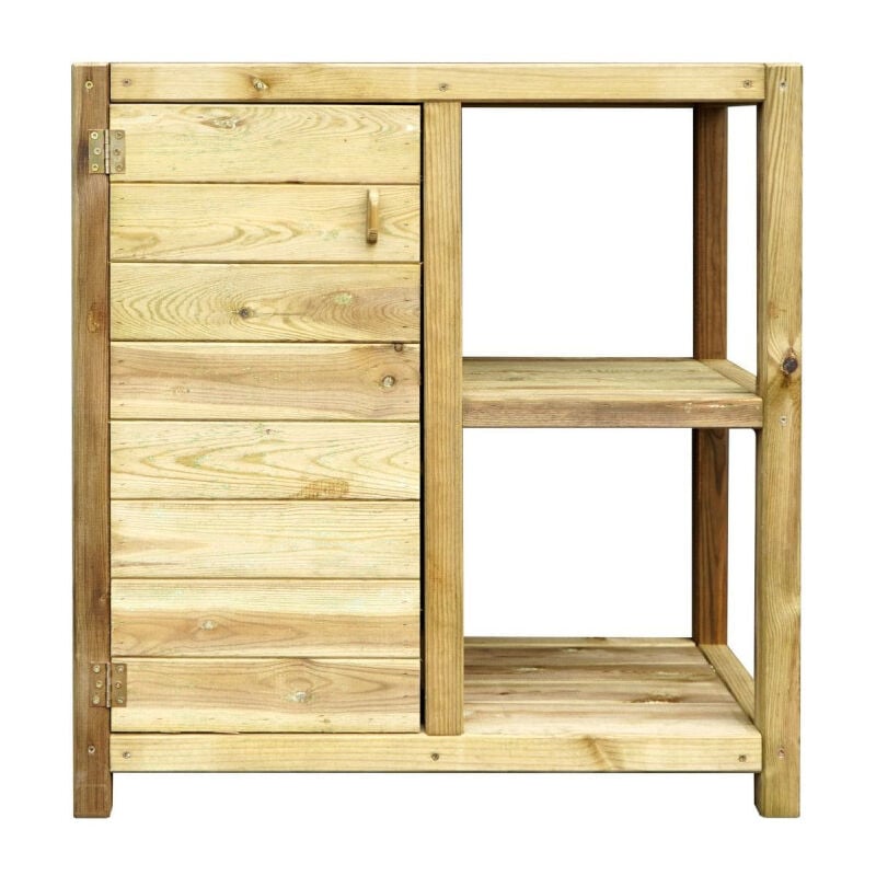 Jardipolys - Table de rempotage avec étagère et porte essencia