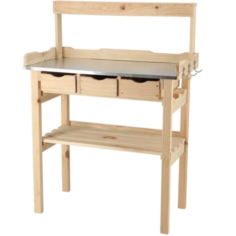 Table de rempotage en bois avec tiroirs et crochets - Beige - L 80,1 x P 37,9 x H 113 cm - Livraison gratuite