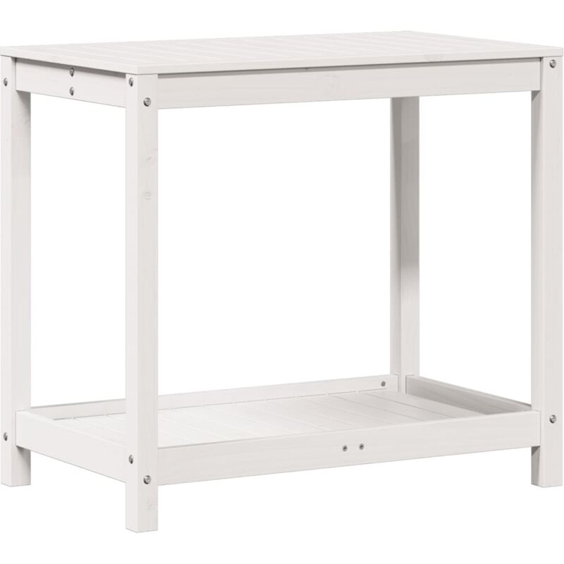 Vidaxl - Table de rempotage avec étagère blanc 82,5x50x75 cm massif pin