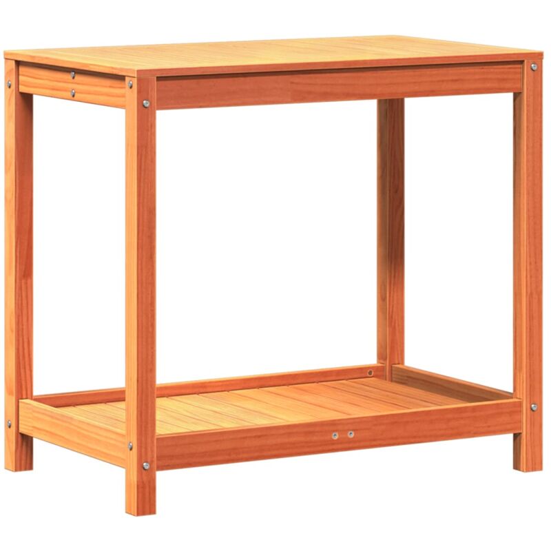 Table de rempotage avec étagère cire marron bois massif de pin Vidaxl