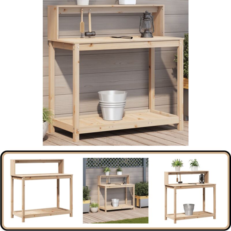 Vidaxl - Table de rempotage et étagères 108x50x109,5 cm bois massif pin - Table De Rempotage - Meuble De Jardin - Étagère à Plantes - Support Plante