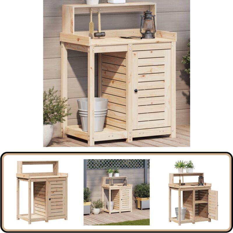 Vidaxl - Table de rempotage et étagères 82,5x50x109,5 cm bois massif pin - Table De Rempotage - Meuble De Jardin - Établi De Jardin - Support Plante