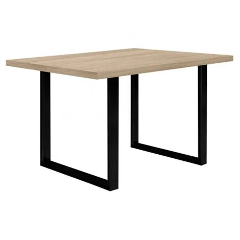 Table de repas 140 cm décor chêne clair et pieds métal noir - JURA 02