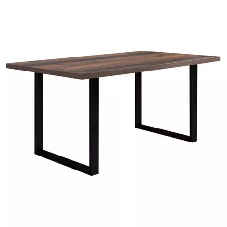Table de repas 160 cm décor bois vintage pieds métal noir - MARNE 02