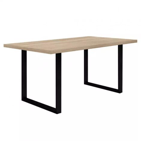 Table de repas 160 cm décor chêne clair et pieds métal noir - JURA 02