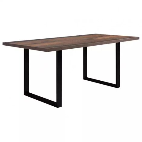 Table de repas 180 cm décor bois vintage pieds métal noir - MARNE 02