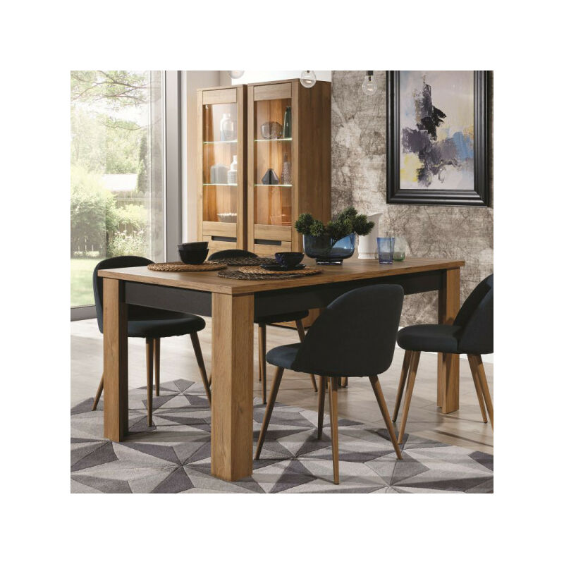 Table de repas à allonge Chêne - CRACOVIE - L 160/200 x l 90 x H 76 cm