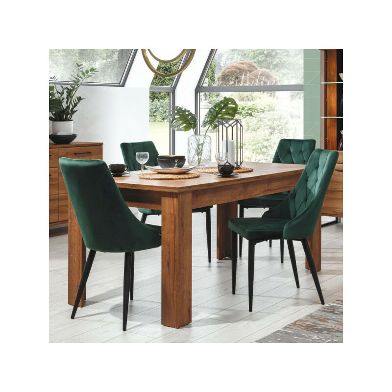TMM - Table de repas à allonge Chêne foncé - varsovie - l 160/200 x l 90 x h 76 cm