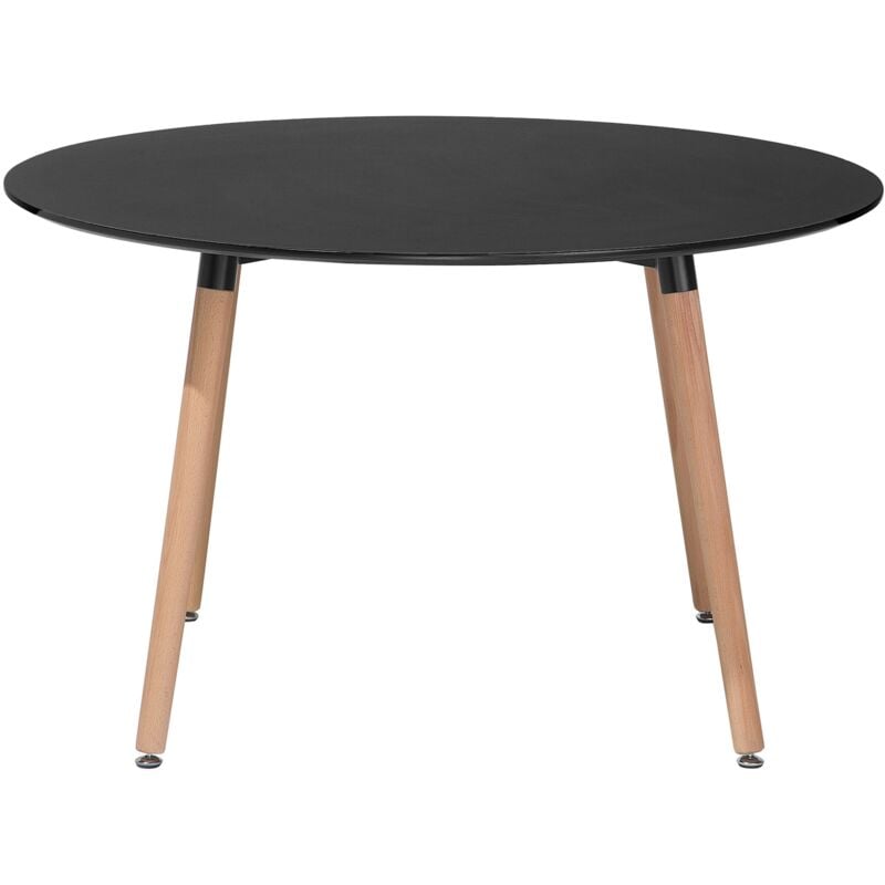 Table de Salle à Manger 120 cm Ronde en mdf et Bois de Hêtre Noir et Clair Bovio