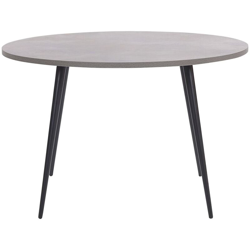 Table de Salle à Manger Ronde 120 cm Plateau Effet Béton Gris Clair et Pieds Obliques en Métal Noir pour Intérieur Rétro ou Moderne Beliani