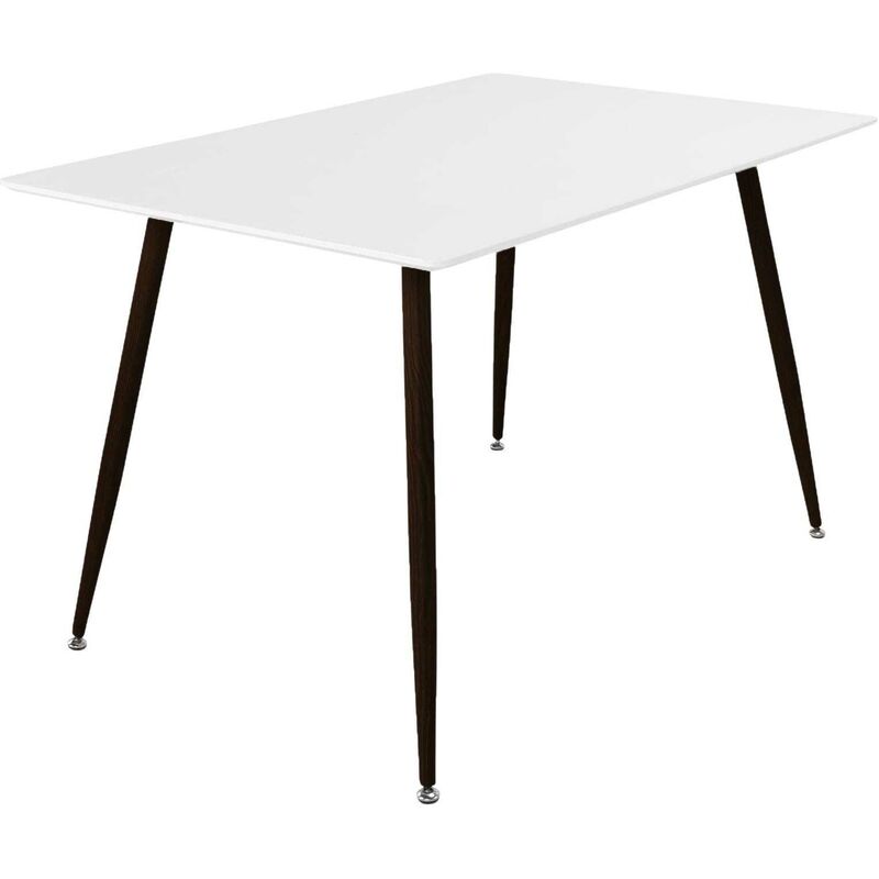 Venture Home - Table de repas en mdf et acier 120 x 80 cm Polar Blanc avec pieds noirs