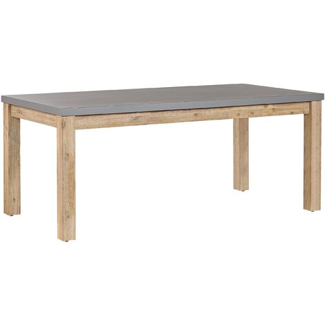 Table de Repas de Jardin 180 x 900 cm avec Plateau en Béton Résistant et Pieds en Bois Naturel Idéale pour Extérieur au Style Scandinave Beliani - Gris