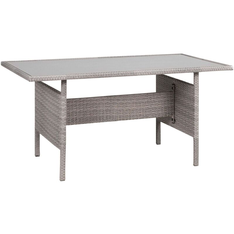 Beliani - Table de Repas de Jardin en Rotin pe Gris et Plateau en Verre de Sécurité Viterbo