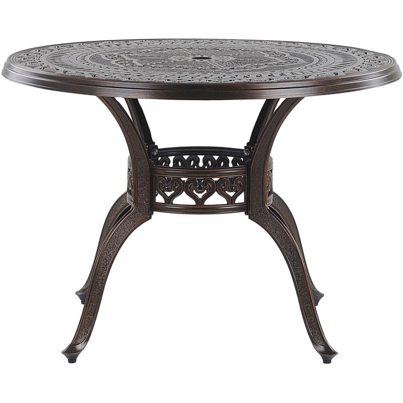 Beliani - Table de Jardin Ronde 102 cm en Aluminium Marron Cuivré Salento
