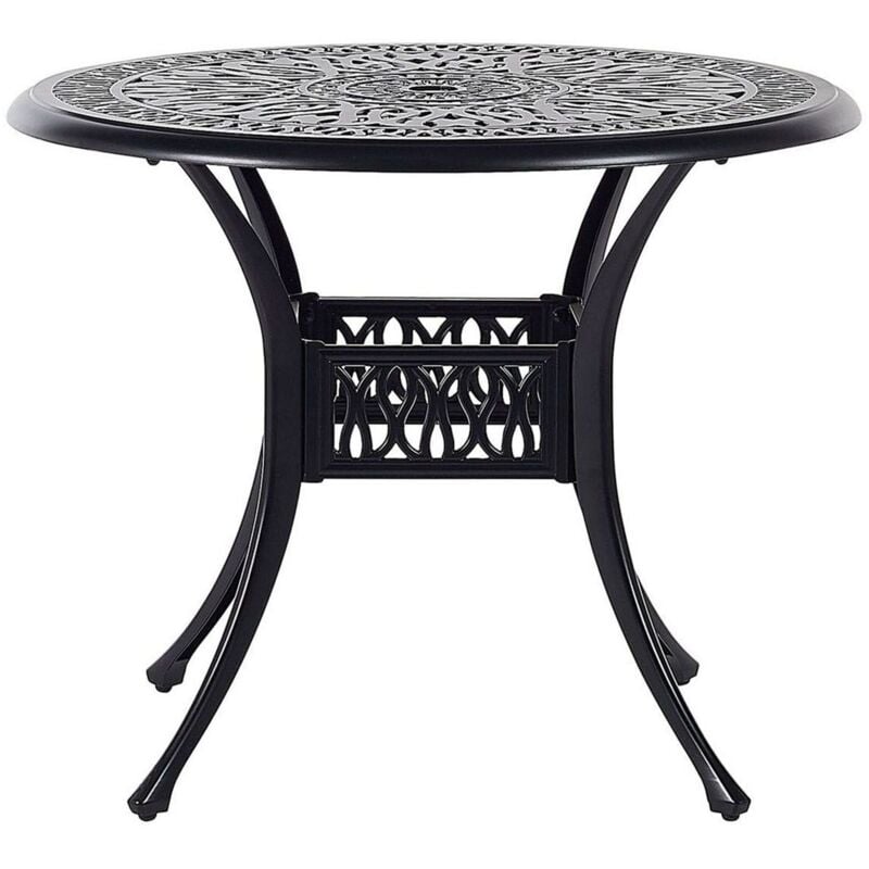 Beliani - Table de Repas Jardin Ronde 90 cm en Aluminium Aspect Vieilli Noir Ancona