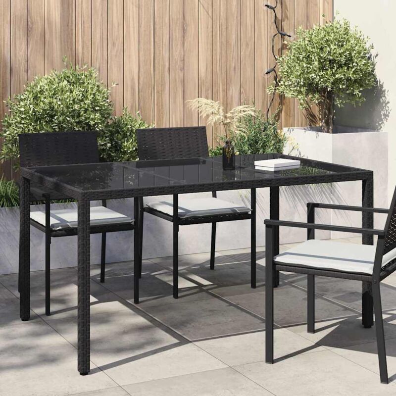 Torana - Table de pour repas Noir 150 x 90 x 75 cm Poly rotin