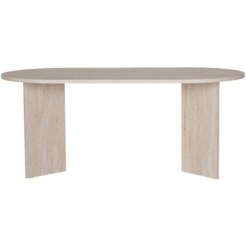 M&S – Table à manger ovale 8 personnes effet travertin – Largeur 180 cm – Hauteur 75 cm – Design moderne avec pieds en V