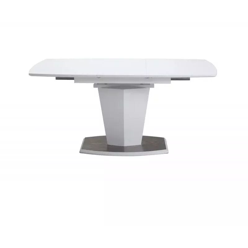 Meubletmoi - Table extensible blanche 120 à 160 cm pied acier brosser - dona