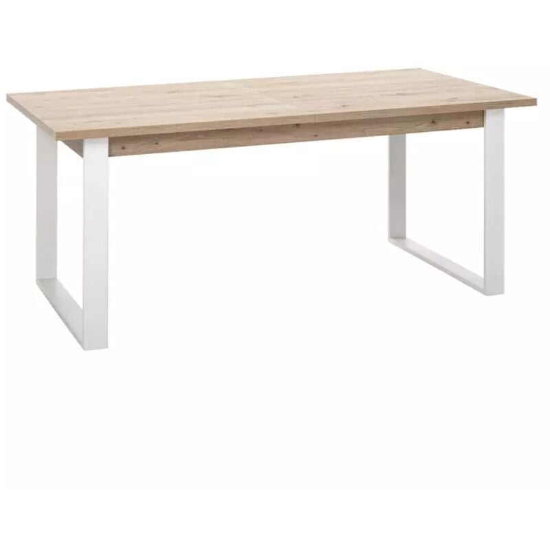 Table extensible 180 à 240 cm décor chêne pieds métal blanc - veronica