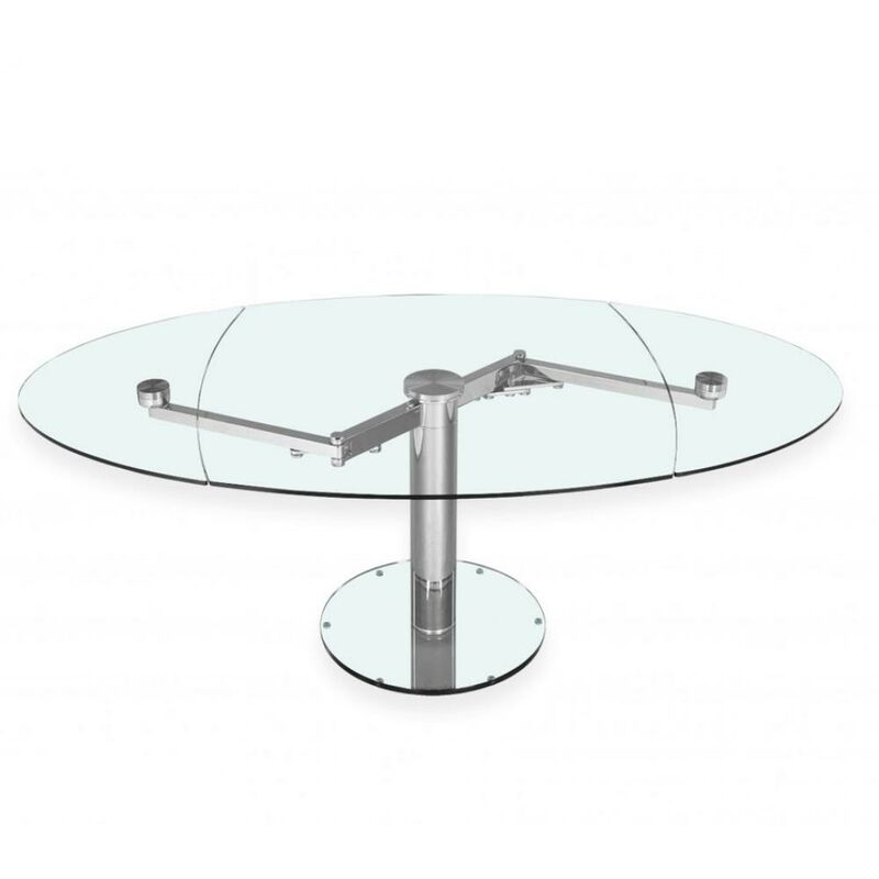 Inside75 - Table de repas extensible extand plateau et allonge en verre trempé