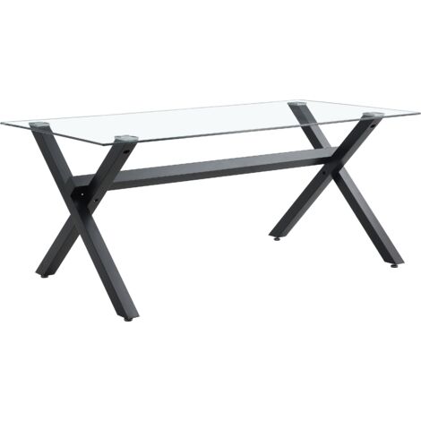 Table de Repas IXE – 150x90 cm – Verre Transparent & Structure Métal