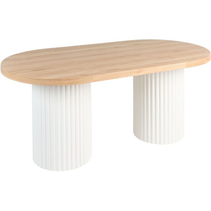 Beliani - Table de Repas Ovale 180 x 90 cm mdf Marron et Blanc Sheridan