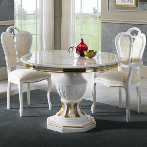 Table à manger avec allonges 160/250x75x90 cm blanc - LONDRES