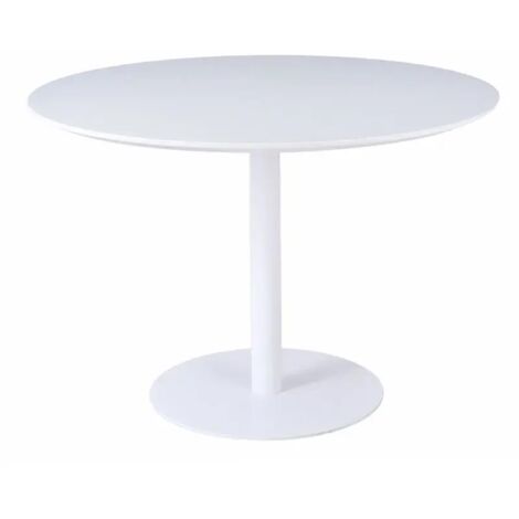 Table de repas ronde 110 cm blanche et pied métal blanc – VALERIA