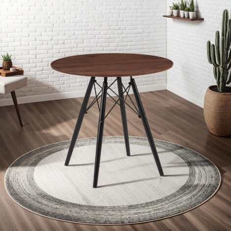 Table de repas ronde scandinave 80x80x75 cm noyer - SCANDI