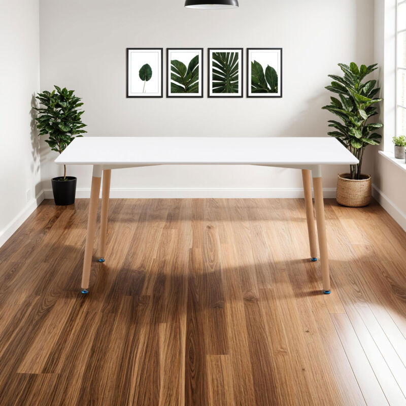 M&s - Table de repas style scandinave 120x80x75 cm blanc - scandi