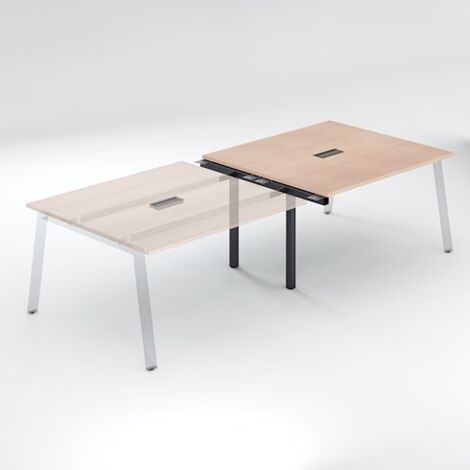 Table de réunion modulable avec extension chêne clair L 280 x P 126 cm - Piétement métal anthracite - Arch - Maxiburo