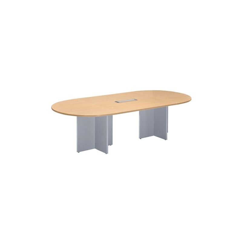 Sans Marque - Table de réunion ovale 140 cm plateau hêtre pieds croix aluminium Essens - Maxiburo