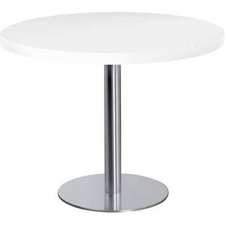 Table de réunion ronde blanc Ø 100 cm pied chromé - Arch - Maxiburo