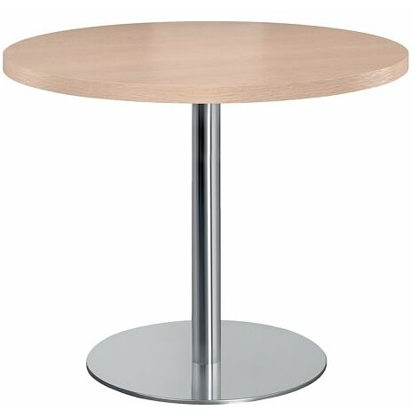 Table de réunion ronde chêne clair Ø 100 cm pied chromé - Arch - Maxiburo