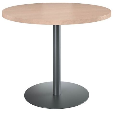 Table de réunion ronde chêne clair Ø 100 cm - piétement anthracite - Arch - Maxiburo