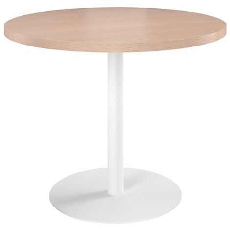 Table de réunion ronde chêne clair Ø 100 cm - piétement blanc - Arch - Maxiburo