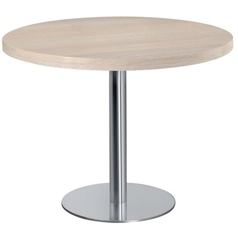 Table de réunion ronde chêne gris Ø 100 cm pied chromé - Arch - Maxiburo